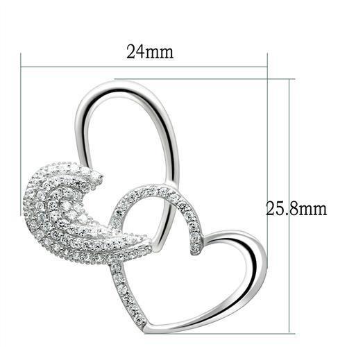TS036 - Rhodium 925 Sterling Silver Chain Pendant with AAA Grade CZ  in Clear-1