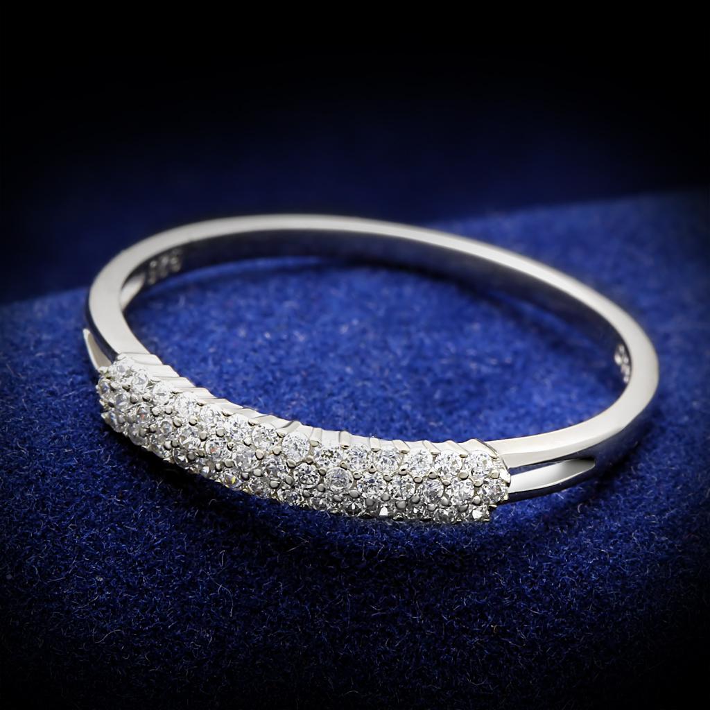 TS043 - Rhodium 925 Sterling Silver Ring with AAA Grade CZ  in Clear-0