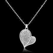 TS048 - Rhodium 925 Sterling Silver Chain Pendant with AAA Grade CZ  in Clear-0