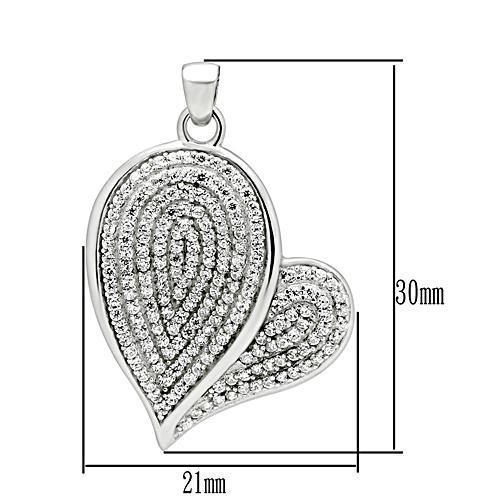 TS048 - Rhodium 925 Sterling Silver Chain Pendant with AAA Grade CZ  in Clear-1