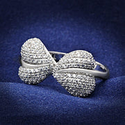 TS050 - Rhodium 925 Sterling Silver Ring with AAA Grade CZ  in Clear-0