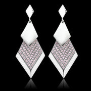 TS053 - Rhodium 925 Sterling Silver Earrings with AAA Grade CZ  in Rose-0