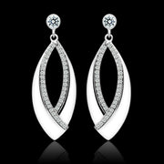 TS054 - Rhodium 925 Sterling Silver Earrings with AAA Grade CZ  in Clear-0