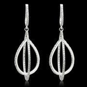 TS055 - Rhodium 925 Sterling Silver Earrings with AAA Grade CZ  in Clear-0