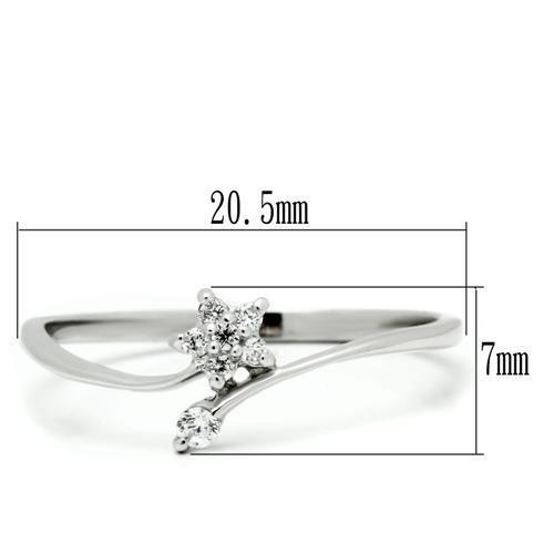 TS056 - Rhodium 925 Sterling Silver Ring with AAA Grade CZ  in Clear-1
