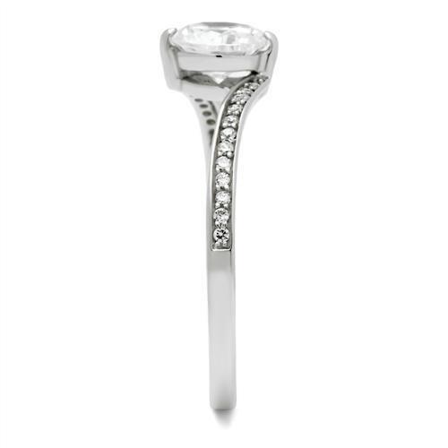 TS057 - Rhodium 925 Sterling Silver Ring with AAA Grade CZ  in Clear-3