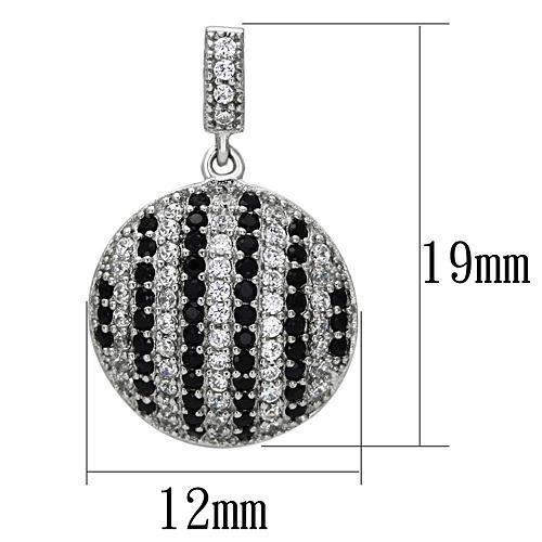 TS069 - Rhodium 925 Sterling Silver Earrings with AAA Grade CZ  in Jet-2