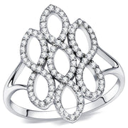 TS071 - Rhodium 925 Sterling Silver Ring with AAA Grade CZ  in Clear-0