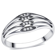 TS072 - Rhodium 925 Sterling Silver Ring with AAA Grade CZ  in Clear-0