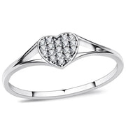 TS073 - Rhodium 925 Sterling Silver Ring with AAA Grade CZ  in Clear-0