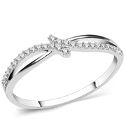 TS074 - Rhodium 925 Sterling Silver Ring with AAA Grade CZ  in Clear-0