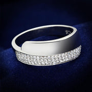 TS089 - Rhodium 925 Sterling Silver Ring with AAA Grade CZ  in Clear-0