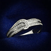 TS091 - Rhodium 925 Sterling Silver Ring with AAA Grade CZ  in Clear-0