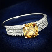 TS099 - Rhodium 925 Sterling Silver Ring with AAA Grade CZ  in Champagne-0