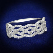 TS106 - Rhodium 925 Sterling Silver Ring with AAA Grade CZ  in Clear-0