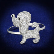 TS115 - Rhodium 925 Sterling Silver Ring with AAA Grade CZ  in Black Diamond-0