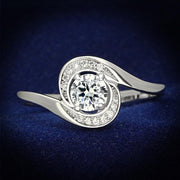 TS116 - Rhodium 925 Sterling Silver Ring with AAA Grade CZ  in Clear-0