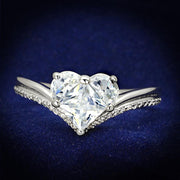 TS118 - Rhodium 925 Sterling Silver Ring with AAA Grade CZ  in Clear-0