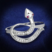 TS123 - Rhodium 925 Sterling Silver Ring with AAA Grade CZ  in Ruby-0