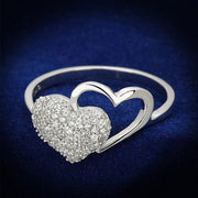 TS130 - Rhodium 925 Sterling Silver Ring with AAA Grade CZ  in Clear-0