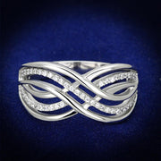TS132 - Rhodium 925 Sterling Silver Ring with AAA Grade CZ  in Clear-0