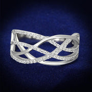 TS134 - Rhodium 925 Sterling Silver Ring with AAA Grade CZ  in Clear-0