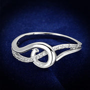 TS142 - Rhodium 925 Sterling Silver Ring with AAA Grade CZ  in Clear-0