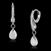 TS159 - Rhodium 925 Sterling Silver Earrings with AAA Grade CZ  in Clear-0