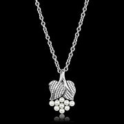 TS165 - Rhodium 925 Sterling Silver Chain Pendant with Synthetic Pearl in White-0