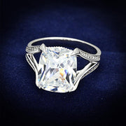 TS174 - Rhodium 925 Sterling Silver Ring with AAA Grade CZ  in Clear-0