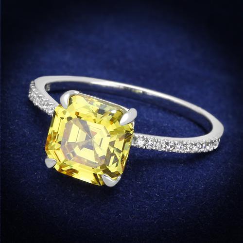 TS175 - Rhodium 925 Sterling Silver Ring with Cubic  in Topaz-0