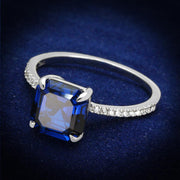 TS177 - Rhodium 925 Sterling Silver Ring with Synthetic Spinel in London Blue-0