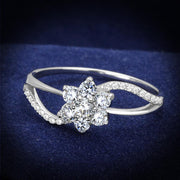 TS182 - Rhodium 925 Sterling Silver Ring with AAA Grade CZ  in Clear-0