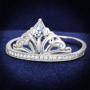 TS191 - Rhodium 925 Sterling Silver Ring with AAA Grade CZ  in Clear-0