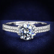 TS197 - Rhodium 925 Sterling Silver Ring with AAA Grade CZ  in Clear-0