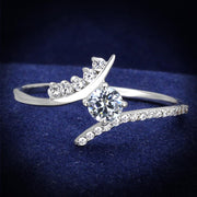 TS199 - Rhodium 925 Sterling Silver Ring with AAA Grade CZ  in Clear-0