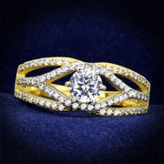 TS200 - Gold+Rhodium 925 Sterling Silver Ring with AAA Grade CZ  in Clear-0