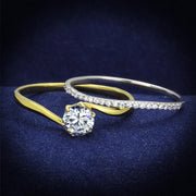 TS209 - Gold+Rhodium 925 Sterling Silver Ring with AAA Grade CZ  in Clear-0
