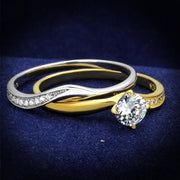 TS210 - Gold+Rhodium 925 Sterling Silver Ring with AAA Grade CZ  in Clear-0