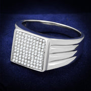 TS214 - Rhodium 925 Sterling Silver Ring with AAA Grade CZ  in Clear-0