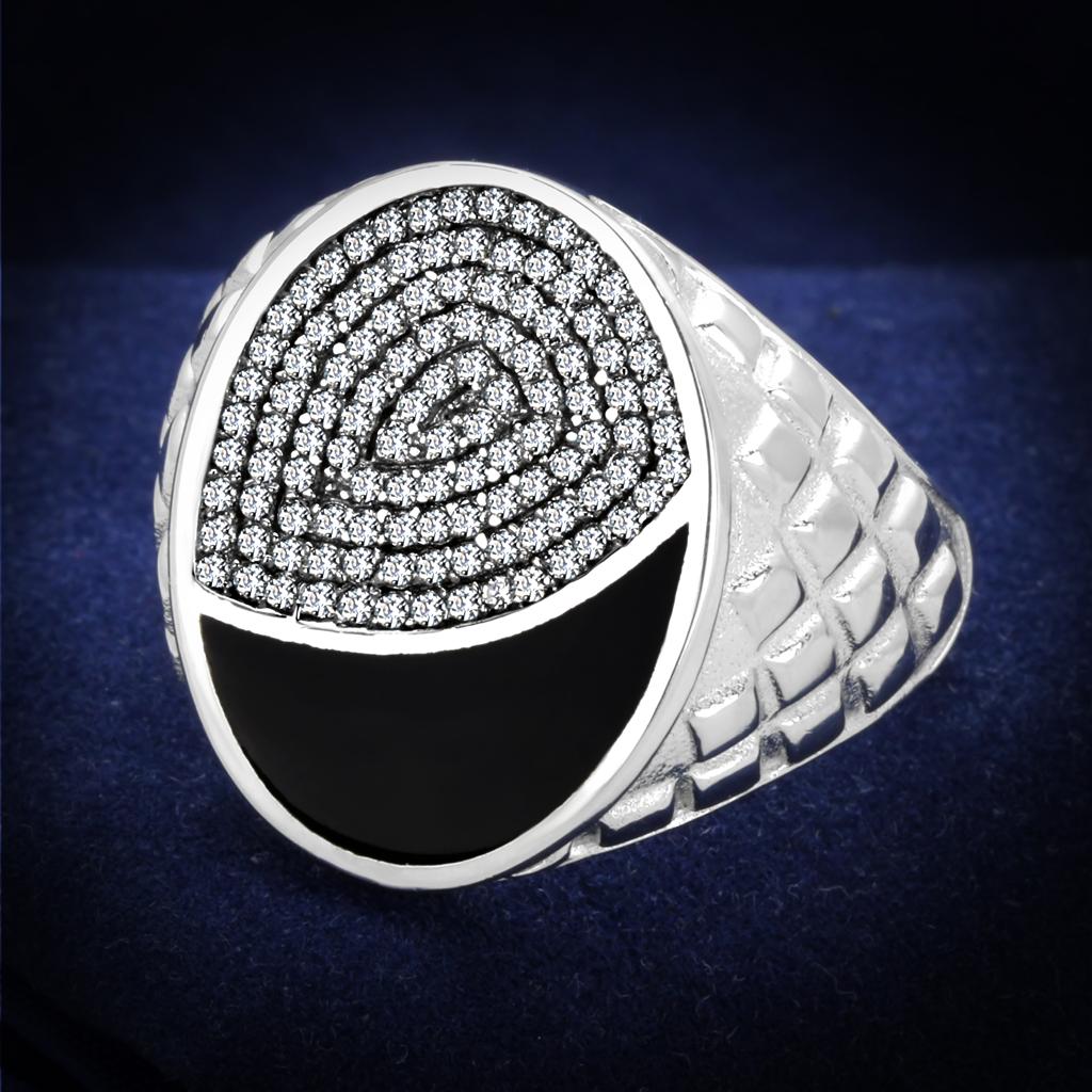 TS216 - Rhodium 925 Sterling Silver Ring with AAA Grade CZ  in Clear-0