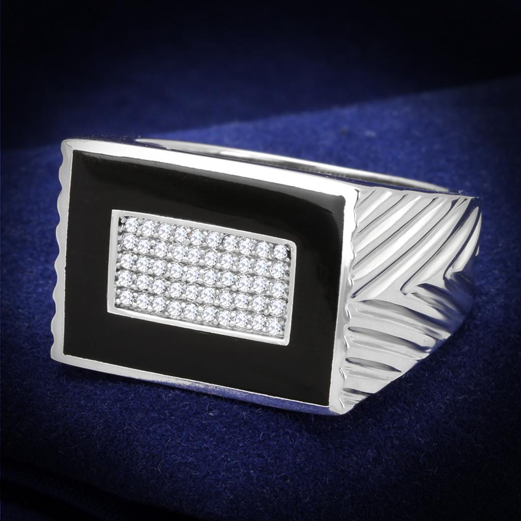 TS220 - Rhodium 925 Sterling Silver Ring with AAA Grade CZ  in Clear-0