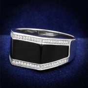TS223 - Rhodium 925 Sterling Silver Ring with AAA Grade CZ  in Clear-0