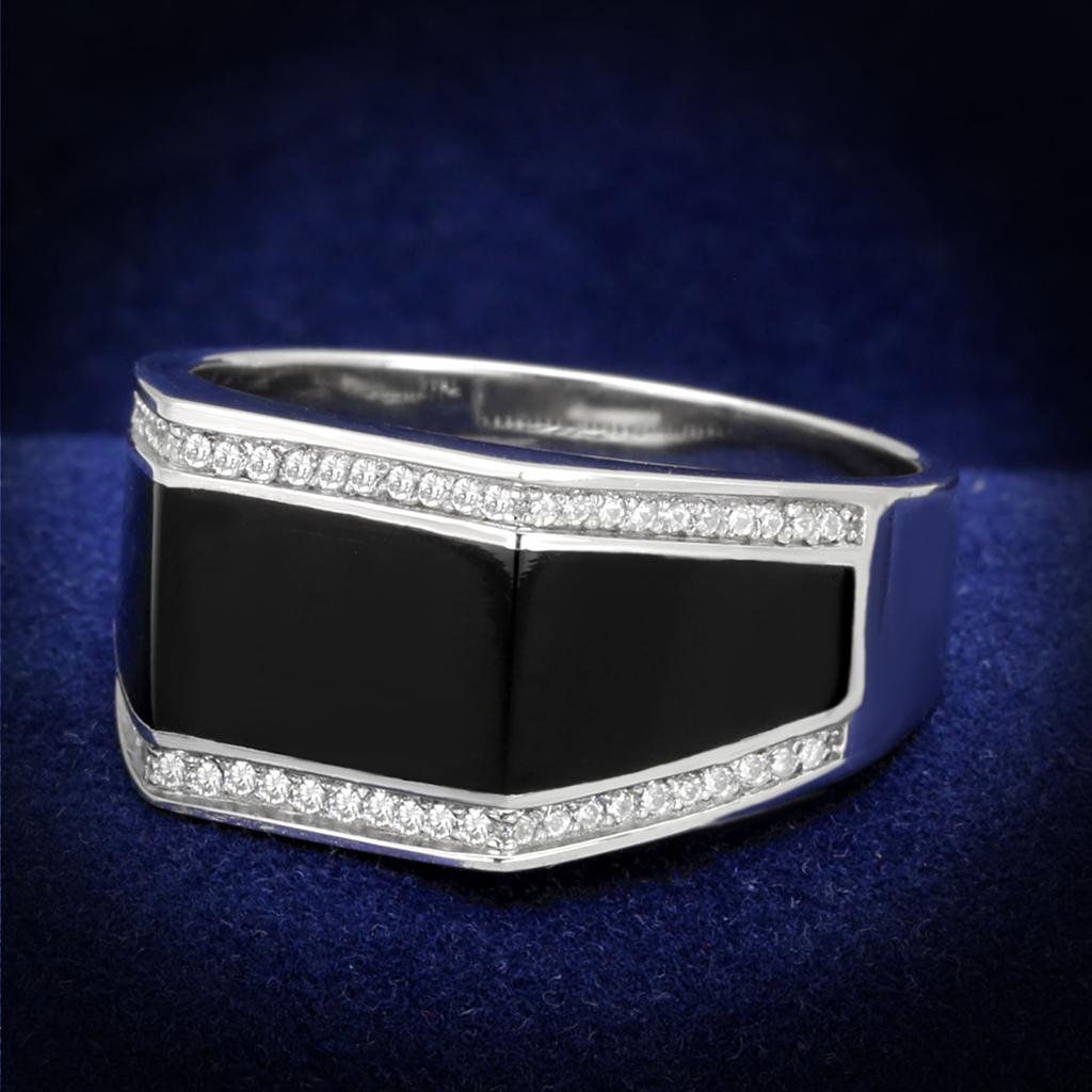 TS223 - Rhodium 925 Sterling Silver Ring with AAA Grade CZ  in Clear-0