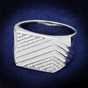 TS230 - Rhodium 925 Sterling Silver Ring with AAA Grade CZ  in Clear-0
