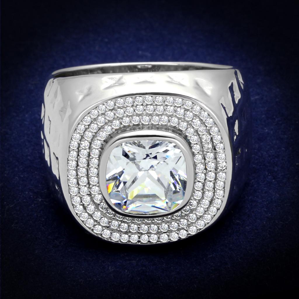 TS231 - Rhodium 925 Sterling Silver Ring with AAA Grade CZ  in Clear-0