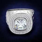 TS231 - Rhodium 925 Sterling Silver Ring with AAA Grade CZ  in Clear-0