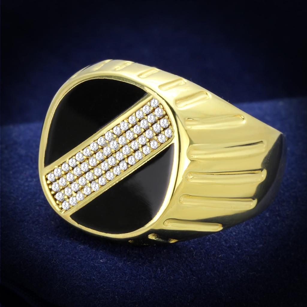 TS235 - Gold 925 Sterling Silver Ring with AAA Grade CZ  in Clear-0