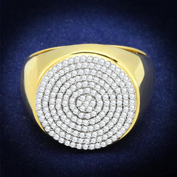 TS238 - Gold+Rhodium 925 Sterling Silver Ring with AAA Grade CZ  in Clear-0