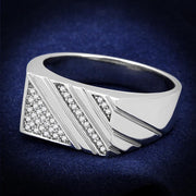 TS240 - Rhodium 925 Sterling Silver Ring with AAA Grade CZ  in Clear-0